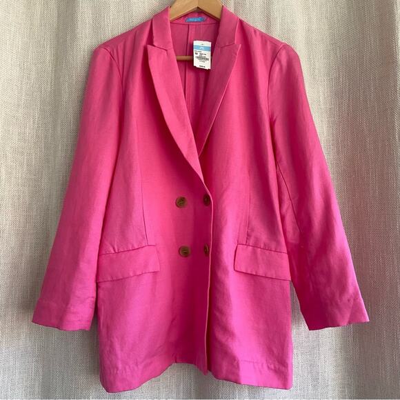 J. McLaughlin Vesta Linen Blend Blazer Persian Pink 10 (see description re flaw) - Picture 2 of 16